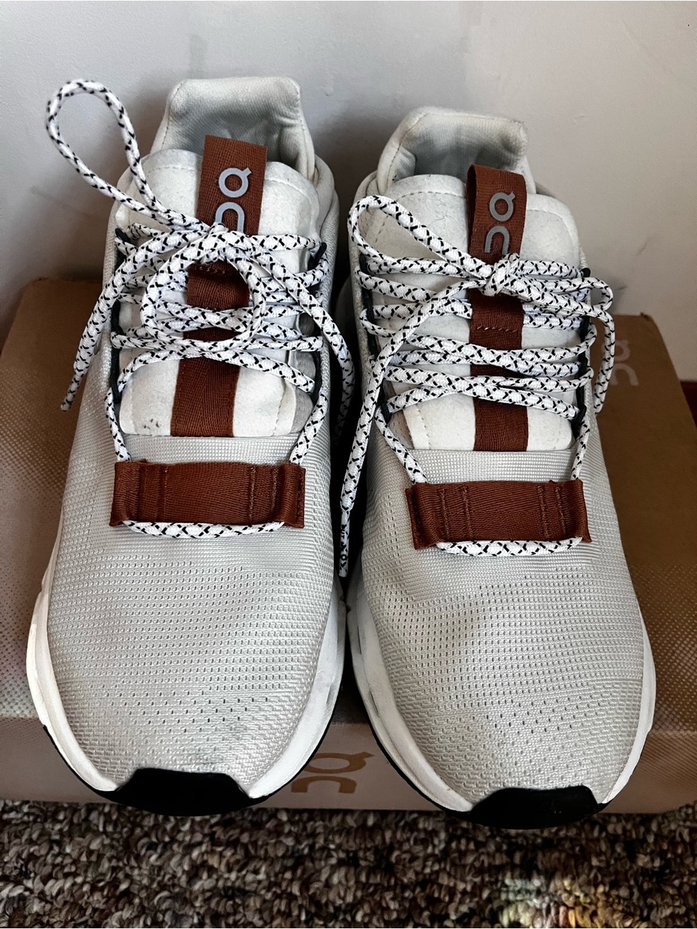 On Running Cream-White Cloud Trainer with Brown Accent